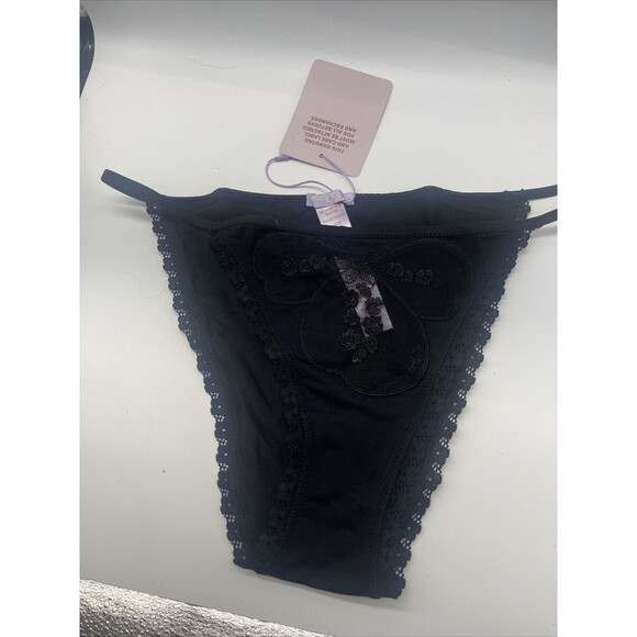 Savage X Fenty A Peek Behind The Lace Black Bralette & String Bikini Sz Lg New - Picture 11 of 13